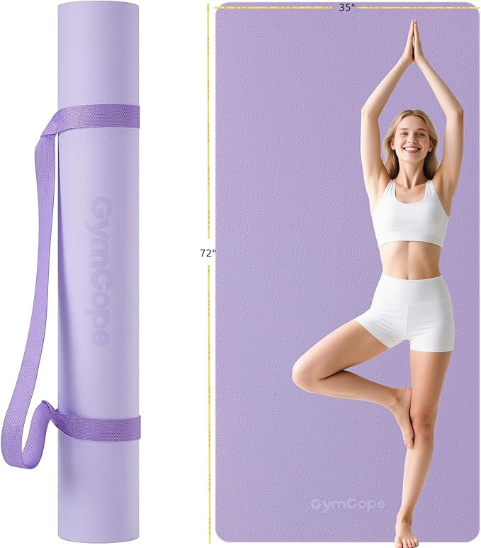 Extra Large Yoga Mat – 72"x48" or 78"x57", 1/4"–1/2" Thick Mat for Women & Men, TPE Non-Slip Pilates Mat for Home Gym, Yoga, Stretching, Meditation