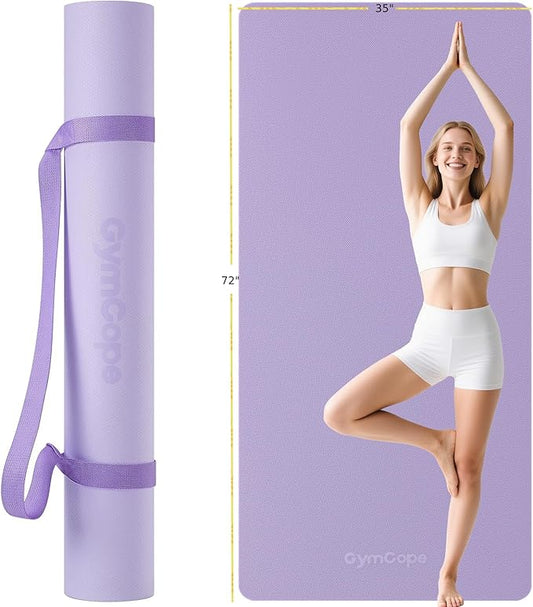 Extra Large Yoga Mat – 72"x48" or 78"x57", 1/4"–1/2" Thick Mat for Women & Men, TPE Non-Slip Pilates Mat for Home Gym, Yoga, Stretching, Meditation