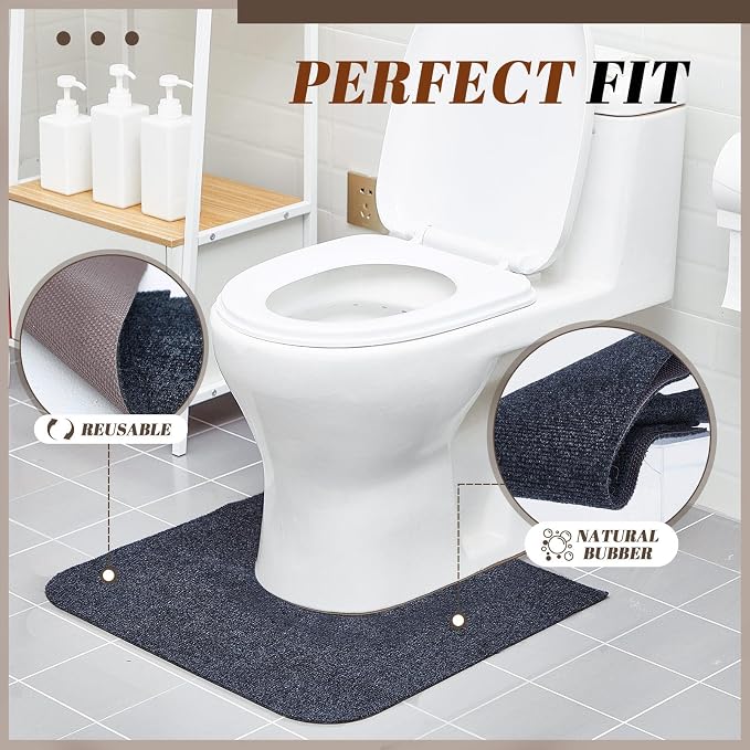 Drydiet 12 Pack Toilet Mat Round Commode Potty Training Urinal Mats Rubber Toilet Training Rug Pads Absorbent Rugs U Shaped Urinal Floor Mats for Bathroom Restroom, Gray (Classic Style)