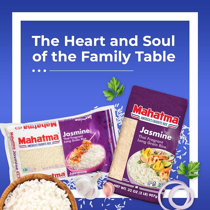 Mahatma Jasmine,2lb Bag of Rice,Thai,Indian,or Cambodian Fragrant Flavored Rice,Stovetop or Microwave (Pack of 2)