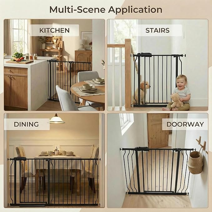 Extra Wide 62-67 Inch Baby Gates for Stairs, Doorways - No Drilling, Pressure Mounted Pet Gates for Kids & Dogs