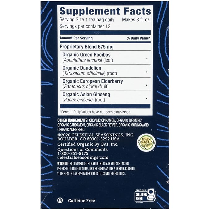 Celestial Seasonings TeaWell Herbal Tea, Daily Wellness, Organic Turmeric Spice, 12 Count