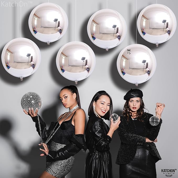 KatchOn, Metallic Silver Balloons - Pack of 6 | Silver Foil Balloons for Birthday Decorations | 4D Shiny Chrome Balloon for Engagement, Bridal Shower, Graduation Decorations 2026