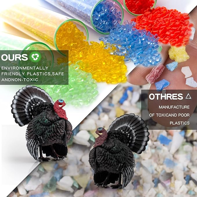 LC JoyCre 3 Inch Animals Turkey Toys Turkey Figurine Farm Animal Figurines for Toddlers Preschool Animals Figures Eduactional Model Toy for Kids Party Decoration