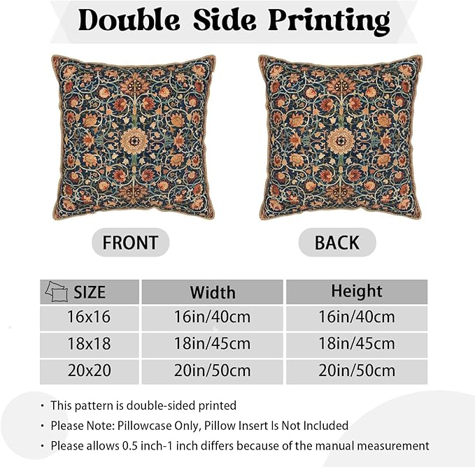 KSLIDS Vintage Floral Soft Velvet Pillow Covers 20x20 Inch Set of 2 | Burnt Orange Navy Flowers Plant Decorative Throw Pillow Covers Pillow Case For Sofa Couch Living Room Home Decor