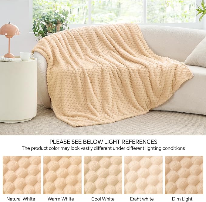 BEDELITE Blush Sand Throw Blanket for Couch, Soft Gifts for Women, 50 * 60 | 3D Jacquard Decorative Fleece Blanket, Super Soft Plush Throws, Cute Birthday Gift for Women & Men, Suitable for All Seasons