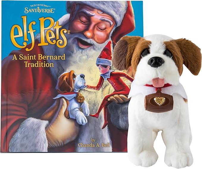 Elf Pets: A Saint Bernard Tradition- Includes Beautifully Illustrated Hardbound Storybook, Huggable Elf Pet St. Bernard Stuffed Animal with Barrel Charm and Official Adoption Certificate