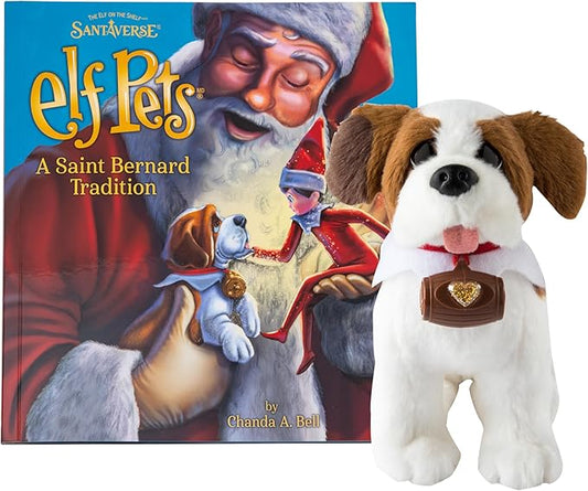 Elf Pets: A Saint Bernard Tradition- Includes Beautifully Illustrated Hardbound Storybook, Huggable Elf Pet St. Bernard Stuffed Animal with Barrel Charm and Official Adoption Certificate