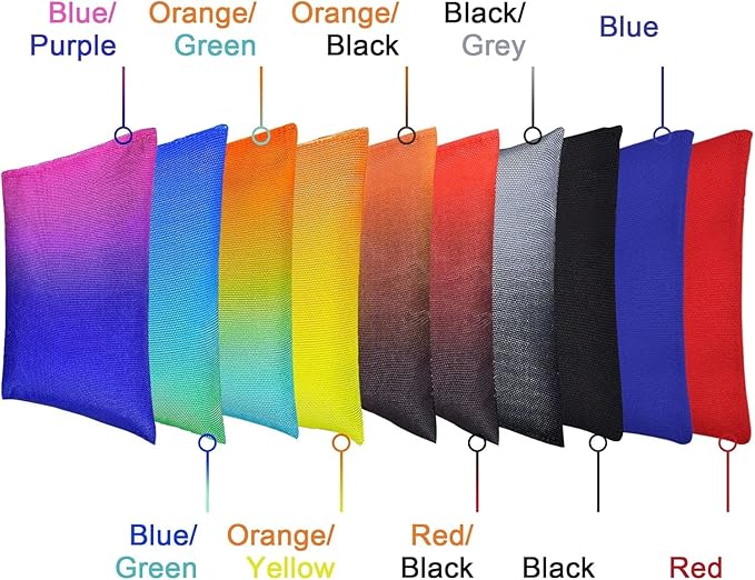Cornhole Bags Set of 8, Weather Resistant Cornhole Bean Bags with Gradient Design, Durable Modified Size Corn Hole Bags for Outdoor Tossing Games, Includes Tote Bag