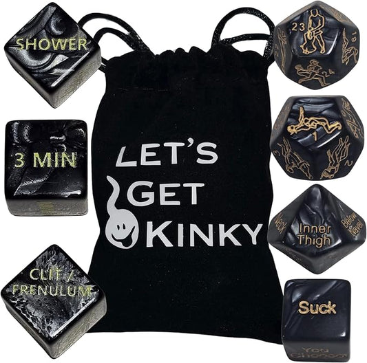 7 Piece Sexy Dice Game for Couples – Fun Sex Die & Date Night Dice with Positions, Actions & Body Parts – Naughty Adult Intimate Gifts for Him & Her – Sexual Couples Dice for Romantic Foreplay Fun