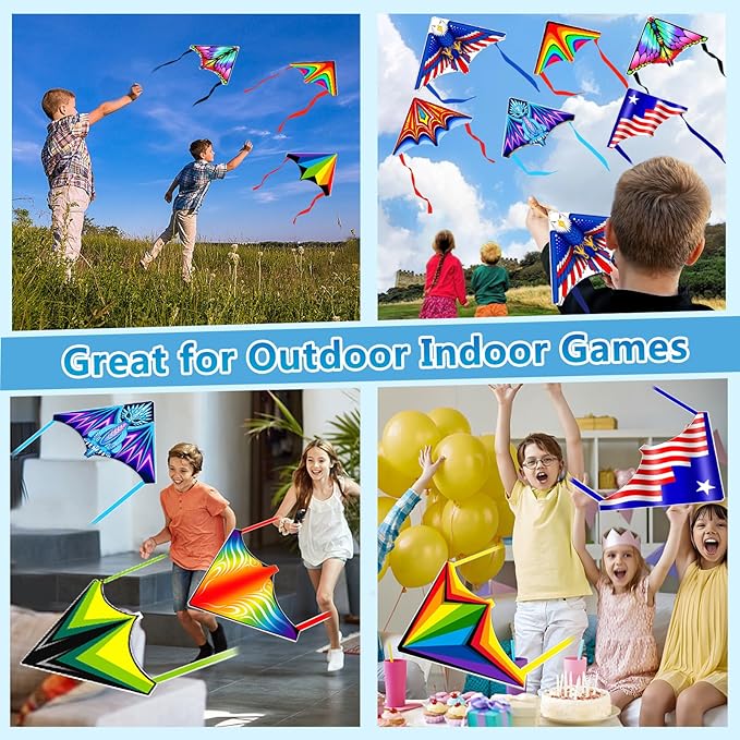 YongnKids 6 Pack/ 20 Pack Mini Kite for Boys Girls Age 3-5 4-8, Finger Launcher Kites Easy to Fly Ejection Flying Toys Kite for Kids Teens Ages Beach Park Backyard Outdoor Sports