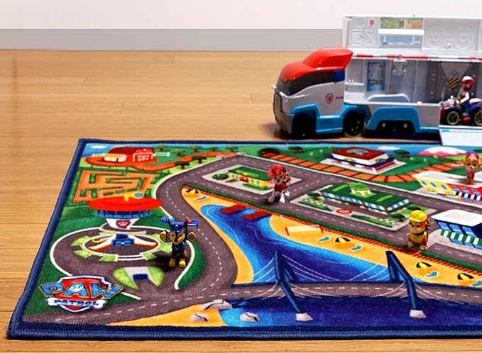 Gertmenian Paw Patrol Indoor Area Rug - 4x6 Large, Non-Slip, Ideal for Children in Bedroom, Game Room, Classroom, Nursery or Play Area - Paw Patrol Road Play, Multi, 46910