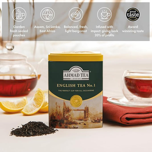 Ahmad Tea Caddy Gift Tin, English Scene, English Tea No.1, 100 Gram