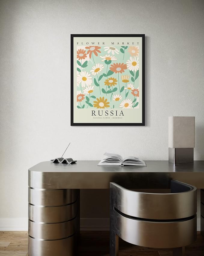 Russia Flower Market Art Print Poster, Wall Art Floral Painting Botanical Decor for Bedroom, Kitchen, Bathroom Livingroom Decoration 82B (Russia, 20"L x 16"W, Unframed)