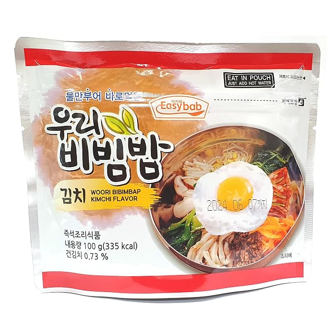MRE Korean Kimchi Bibimbap Ready to Eat Meal 1 Pack of Bibimbap Korean Mixed Rice Bowl100g (3.53oz) 335 Kcal (Kimchi) 전투식량