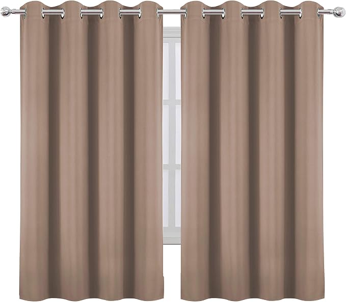 LEMOMO Cappuccino Blackout Curtains 52 x 63 Inch Length/Set of 2 Curtain Panels/Thermal Insulated Room Darkening Blackout Curtains for Bedroom