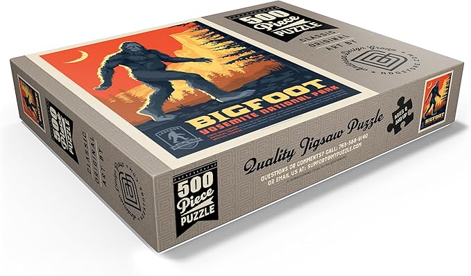 MyPuzzle Legends of The National Parks: Yosemite's Bigfoot, Vintage Poster - Premium 500 Piece Jigsaw Puzzle for Adults