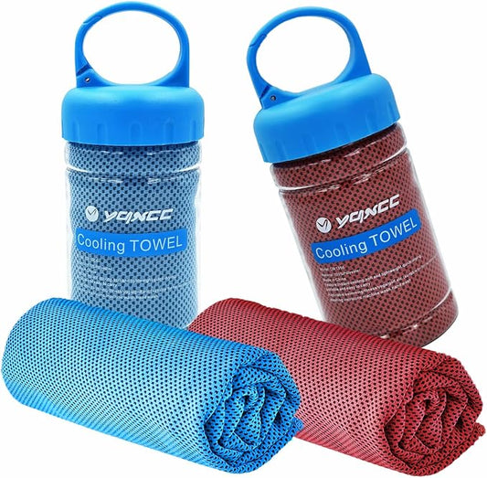 YQXCC 2 Pack Cooling Towels (47"x12"), Ice Cool Neck Towel, Soft Breathable Microfiber for Yoga, Golf, Gym, Running, Camping & Hot Weather