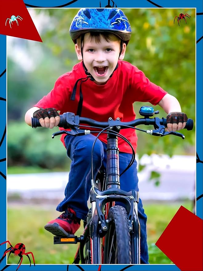 Boao 3 Pairs Kids Half Finger Bike Gloves Non-Slip Breathable Adjustable Birthday Gift for Boys Girls for Bike Workout