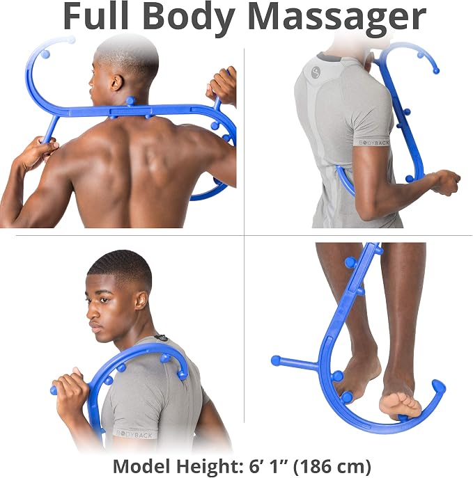 Body Back Buddy - USA Made FSA Eligible - Classic & Mini Bundle, Full Body Trigger Point Massage Tool, Neck & Back Pain Relief, Deep Tissue Stress Relief (Blue)