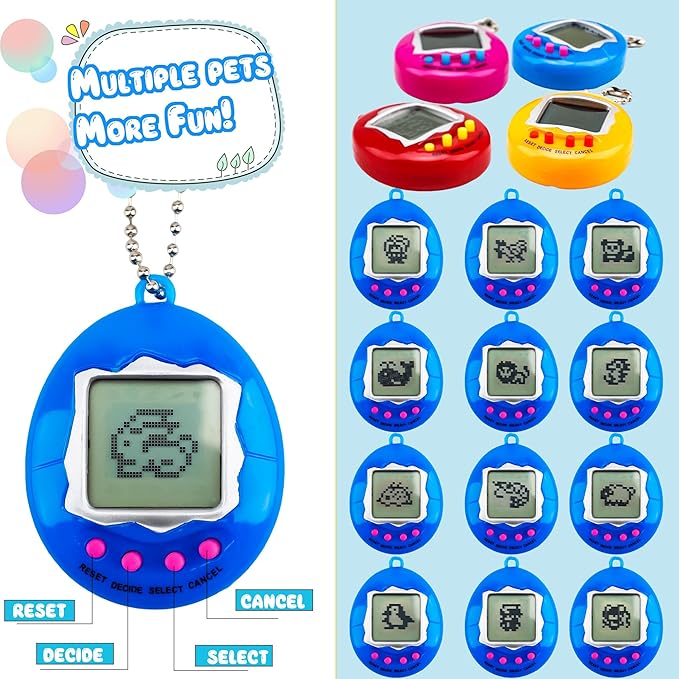 28 Pcs Virtual Pet Keychains Electronic Digital Pets Keychain Retro Handheld Game Machine Nostalgic 90s Toy for for Kids Birthday Party Gifts Goodie Bag Fillers