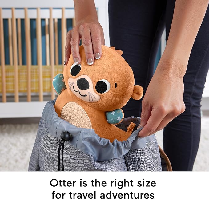 FISHER-PRICE BABY Toy 2-in-1 Rockin' Tummy Time Otter Plush Sensory Activity with Soft Book for Newborn Play Ages 0+ Months