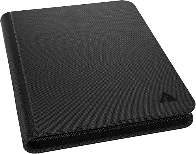 Premium 1000+ Pockets Card Binder, 16-Pocket Ringless Trading Card Album Folder - Side Loading UltraSonic-161024 Tech Zip Binder for TCG -Black