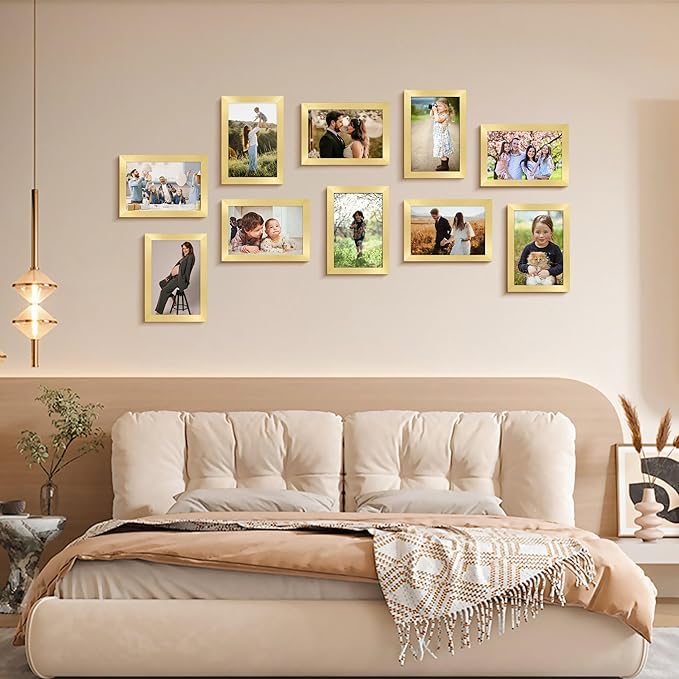 4x6 Picture Frame Set of 2, Gold Picture Frames Collage for Tabletop or Wall Display, Photo Frame 4x6 with HD Plexiglass