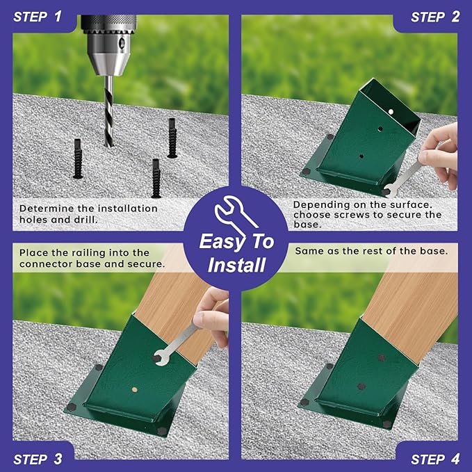 A-Frame Swing Set Brackets - DIY Swing Set Bracket for 4x4 Legs & 4x6 Beam, Installed on Wooden or Concrete Floors, Green (2 End Brackets+4 Bases+2 Hangers)