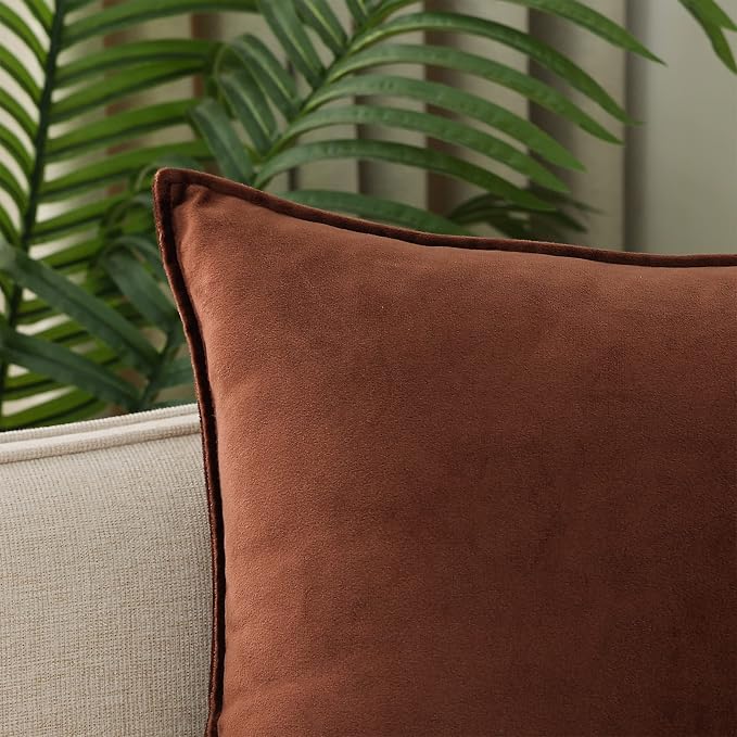 JIAHANNHA Velvet Brown Throw Pillow Covers 22”x22”Pack of 2 Soft Decorative | Square Cushion Covers for Couch Sofa Bed Livingroom Car Home Decor,55x55Cm
