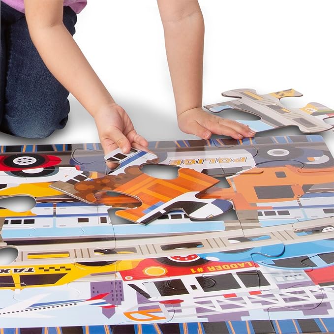 Melissa & Doug Traffic Jam Jumbo Floor Puzzle (24 Pieces, 2 x 3 Feet), Vehicle-Themed Jigsaw Puzzle for Preschoolers and Kids Ages 3+ - FSC Certified