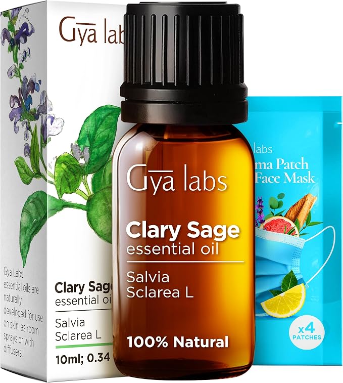 Clary Sage & Peppermint Essential Oil Set - Aromatherapy Grade Essential Oils Set - 2x0.34 fl oz - Gya Labs