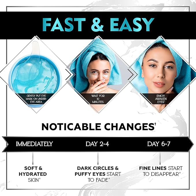Under Eye Patches for Puffy Eyes, Dark Circles, Dull Skin - Natural Moisturizing Support - Help with Wrinkles and Fine Lines - Under Eye Mask with Hyaluronic Acid, Collagen, Caffeine - 30 Pairs
