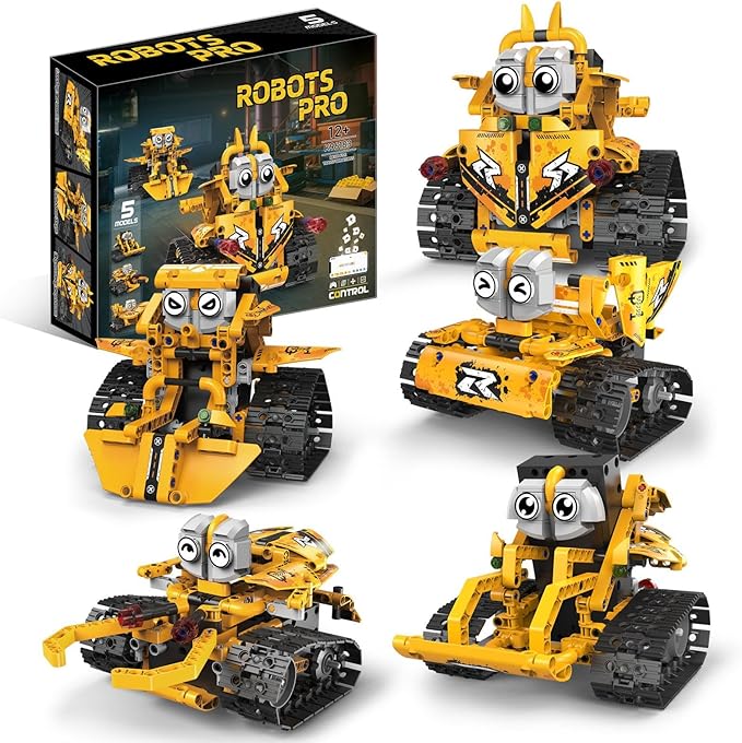 building Toys for Kids, 5 in 1 Stem Toys for Boys Age 8-12, APP & Remote Control Robot Building Kit, DIY Engineering Robotics kit, Programmable Robot Building Set Gifts for Boys Girls (K96173)
