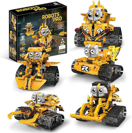 building Toys for Kids, 5 in 1 Stem Toys for Boys Age 8-12, APP & Remote Control Robot Building Kit, DIY Engineering Robotics kit, Programmable Robot Building Set Gifts for Boys Girls (K96164)