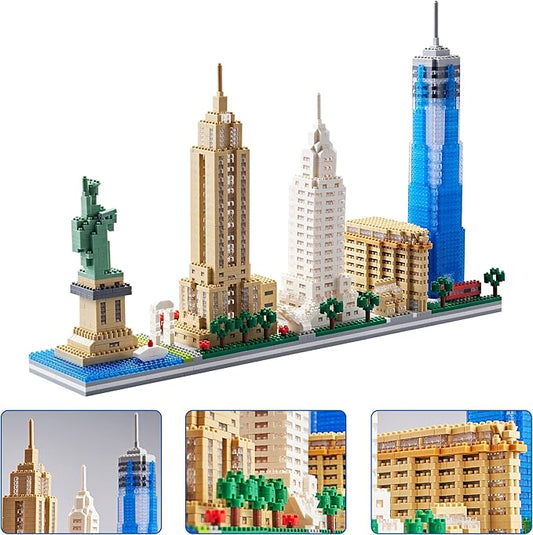 City Architecture New York Skyline Micro Building Blocks Set for Adults NYC Skyline Collection Model Kit for Teens Kids Age of 14+ 3452 Pieces