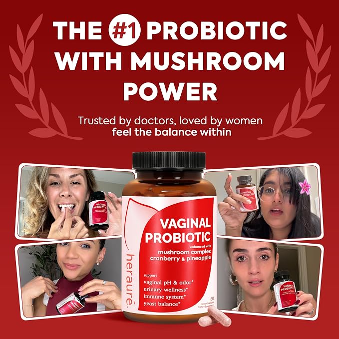HerAure Vaginal Probiotics for Women - pH Balance, Healthy Vaginal Odor, Vaginal Flora, Yeast Balance, Women Probiotics and Prebiotics, Immune Support - Prebiotics & Lactobacillus Probiotic,2pcs x60CT