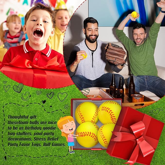 HyDren Mini Softball Stress Ball Bulk Foam Yellow Baseball Squeeze Balls Sport Toy with Storage Bag Party Favors for Anxiety Relief School Carnival Reward Christmas Stocking Fillers(6cm,50 Pack)