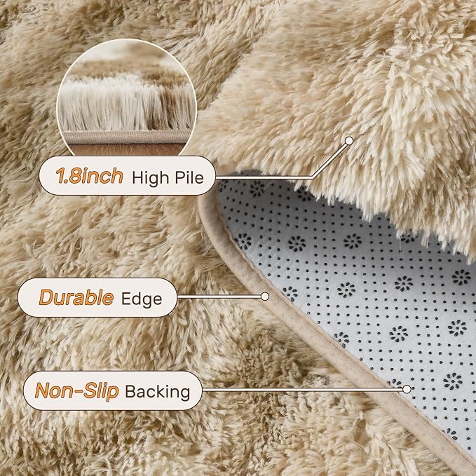 5x7 Feet Area Rugs for Living Room, Zebra Khaki Plush Fluffy Shaggy Bedroom Rugs Non-Slip, Ultra Soft Carpet for Nursery Kids PlayRoom Dorm Office Indoor