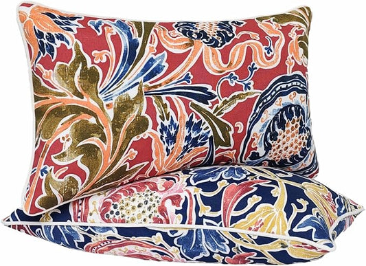 JMGBird Red Outdoor Pillows Covers Outdoor Throw Pillowcases | 12x20 Outdoor Pillow Covers with 2 Color Combinations Waterproof Outdoor Pillows for furniture