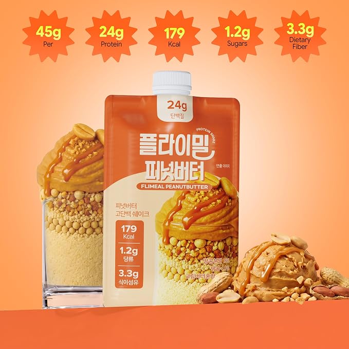Flimeal Peanut Butter Protein Shake, With Crunchy Protein Balls, Protein Smoothie Powder - 24g Protein, Low Sugar, Keto-Friendly Meal Replacement Shake, 1.59oz, 7packs 7 Servings (7 Packs X 1.59 oz)