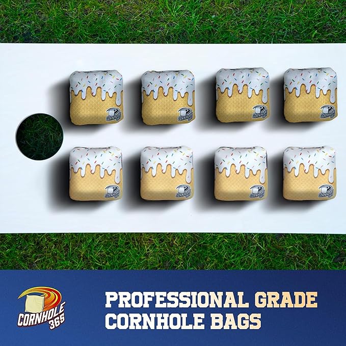 Cornhole365 - Stick & Slide - Professional Corn Hole Bag - Heavy-Duty Double-Stitched Polyester Fabric & Resin Filling for All-Weather - Versatile Regulation Size Cornhole Bean Bags - Set of 8