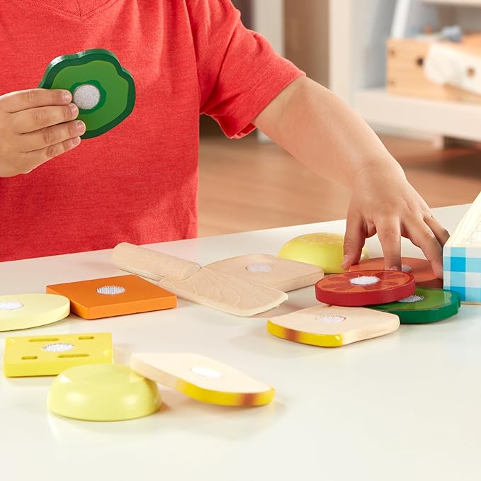 Melissa & Doug Wooden Sandwich-Making Pretend Play Food Set Food Toys for Kids Play Kitchen for Ages 3+