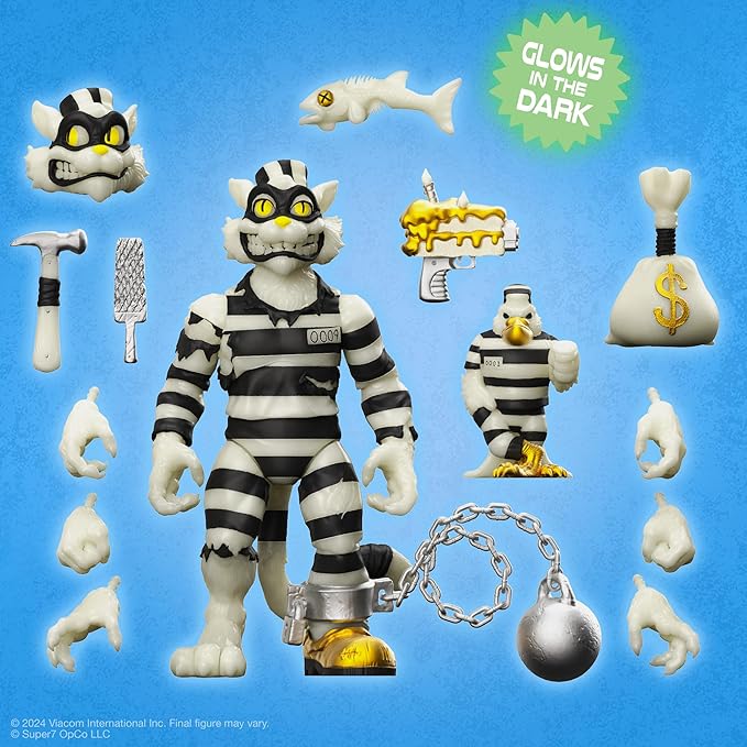 Super7 ULTIMATES! Teenage Mutant Ninja Turtles Scratch Cat (Glow in The Dark) - 7" TMNT Action Figure with Accessories Classic Cartoon Collectibles