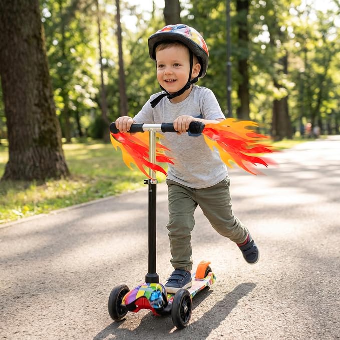 Flame Kids Bicycle Streamers, 10 Inches Flame Bicycle Tassels for Boys Girls, Colorful Bike Handle Decoration Accessories for Bicycle Handlebar Scooter Grips