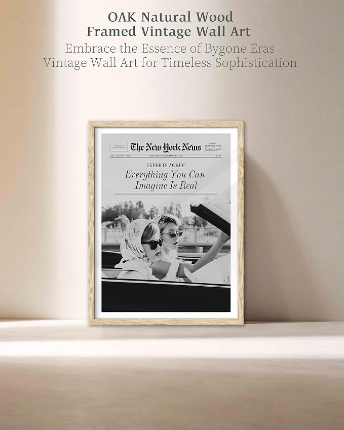 iHery 12x16in Everything You Can Imagine Unframed Newspaper Art | Unframed Canvas Print Poster, Vintage Girls Decor for Bedroom 1Pack