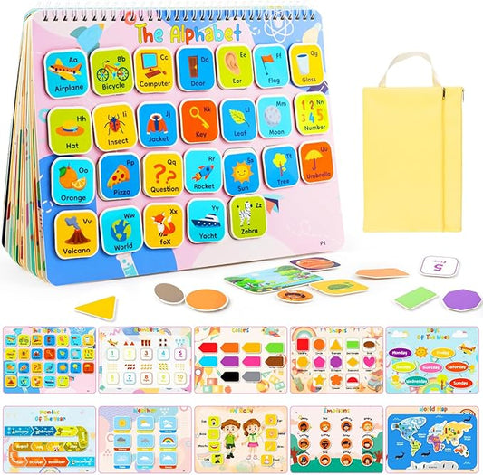 Kids Book Christmas Birthday Gifts for 3 4 5 Year Old Girls, Pre-assembled Stickers & Reusable, Activity Books for Kids Ages 3-5 - Learning Activities,Toddler Educational Toys, Autism Learning Support