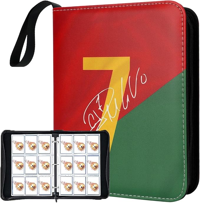 HBK Soccer Card Binder 9 Pocket, PU Leather Soccer Cards Binder with 50 Sleeves for Sports Card Storage, Soccers Gift for Trading Cards Collectors (NO-7, 900 Pockets)