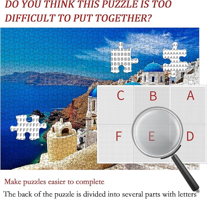 Jigsaw Puzzles for Adults 1000 Pieces Challenging Game Toys Puzzle for Kids Family Friends and Lovers, Impossible Hard Difficult Challenging Puzzles for Adults, Aegean Sea 27" x 20"