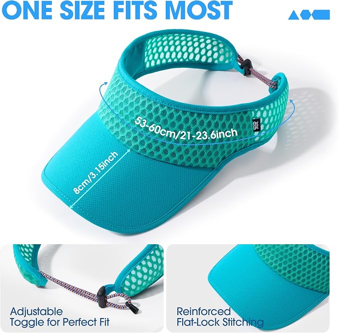 LONGLONG Sports Sun Visor Hat with Non-Slip Toggle Breathable for Women Men | Adjustable Quick Dry Moisture-Wicking Soft Lightweight Mesh Sun Protection Cap Golf Tennis Pickleball Running Garden Hiking